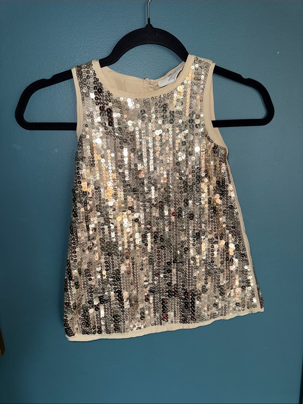 H&M Girls' Sequin Tank Dress - Beige and Silver